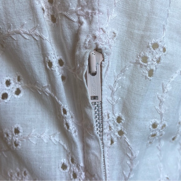 1950s Eyelet Embroidered, Cream Cotton Day Dress - Picture 5 of 5